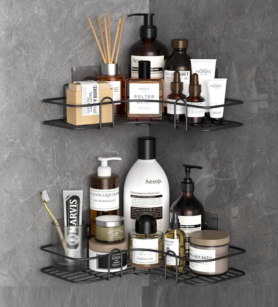 MAZAK Utensil Kitchen Rack Iron Utensil Kitchen Rack Steel Self-Adhesive Stainless Steel Bathroom Corner Rack