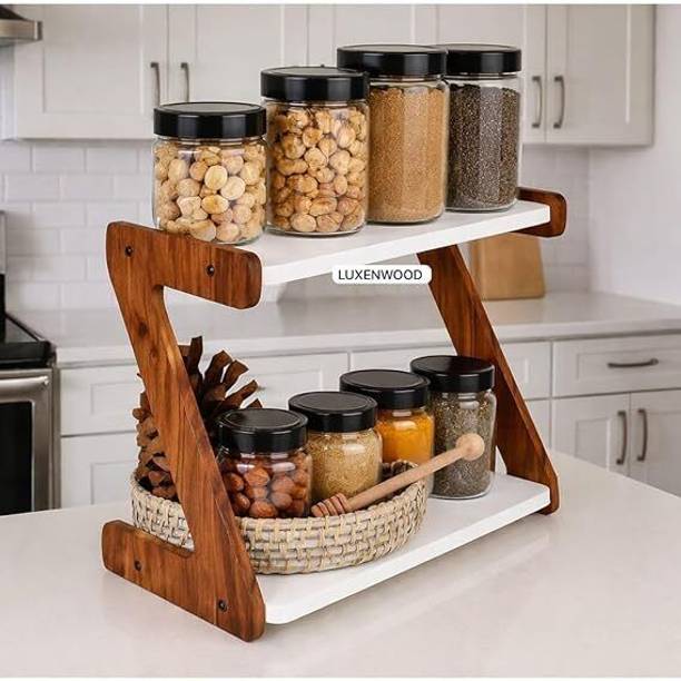 A RHANDICRAFTS Containers Kitchen Rack Wood wooden spice rack, masala rack, kitchen organizer, spice stand wooden,