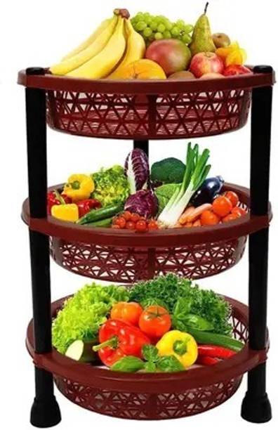 Muenterprises Fruits/Vegetables Kitchen Rack Plastic 3 Layer Trolley Onion ,Potato Stand for Kitchen Fruit Vegetable Storage