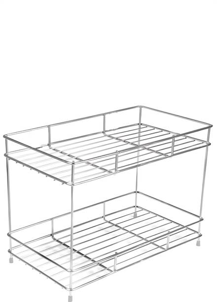 Zenex store Containers Kitchen Rack Steel 2 Layer Spice Rack Jar Stand Modular Kitchen Organizer Bartan Stand