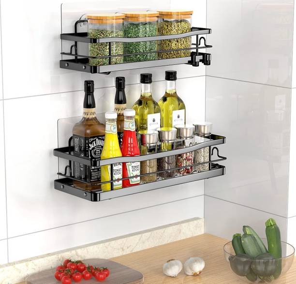 DXDT Containers Kitchen Rack Carbon Steel Kitchen steel(Set of 2)storage organizer rack for container accessories rack
