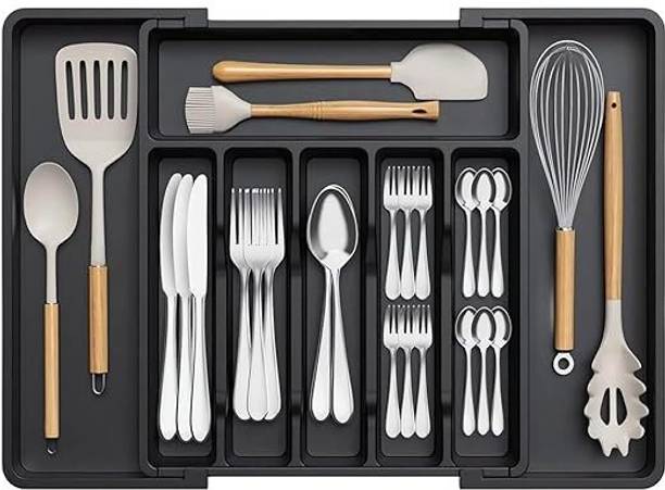 VINAYOM Containers Kitchen Rack Plastic Kitchen Drawer Organizer Utensil Holder for Spoons Forks Knives Storage Tray