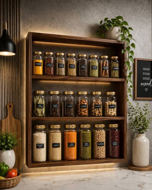 NV HANDICRAFTS Containers Kitchen Rack Wood WOODEN SPICE RACK