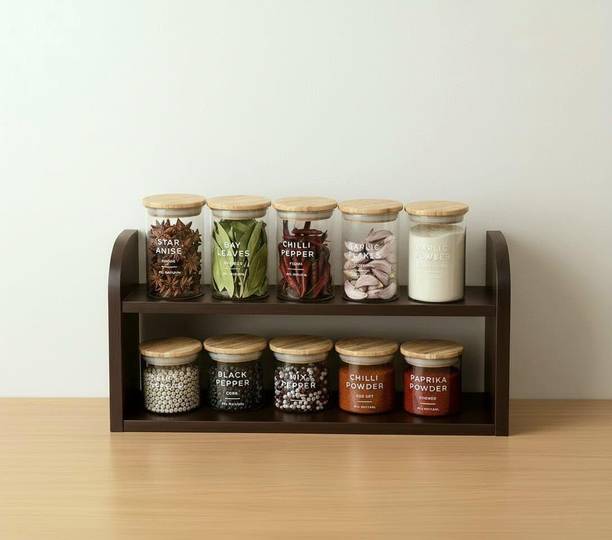 carvedcreation Containers Kitchen Rack Wood 2 Tier Rack...