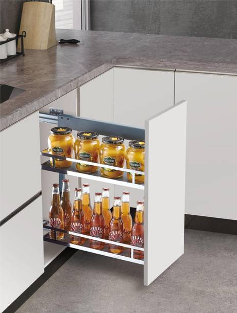 DBR Utensil Kitchen Rack Iron Side Mounted Kitchen Bottle Pull Out Unit 200 mm Chrome