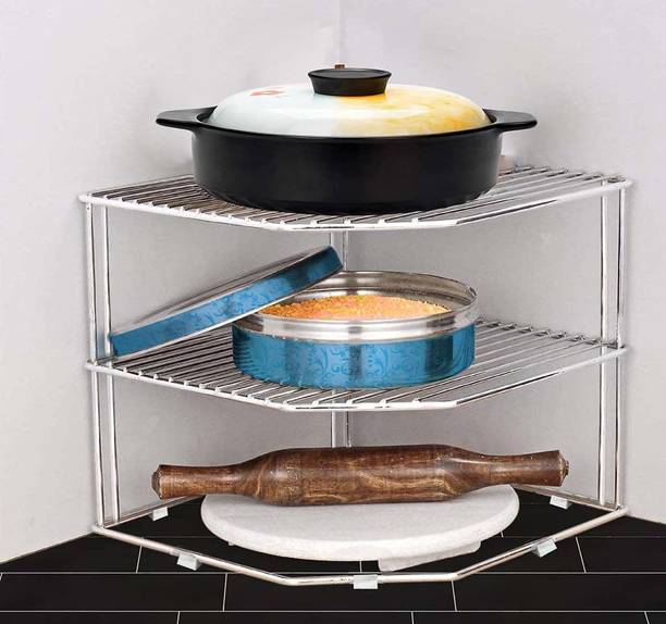 NEXO Chakla/Belan Kitchen Rack Steel Stainless Steel Chakla Belan Corner Kitchen Rack/Utensil Holder/Corner Shelf