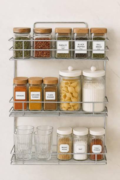 Zebzo Containers Kitchen Rack Iron Steel Kitchen Counter Organizer for Smart Storage