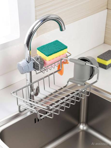 Easymart Dish Drainer Kitchen Rack Steel Dish Drainer Kitchen Rack Steel Soap DIsh Stainless Steel Sink Caddy Organizer