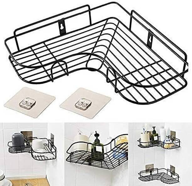 2Mech Utensil Kitchen Rack Steel Self-Adhesive Stainless Steel Bathroom Corner Rack Storage Shelves