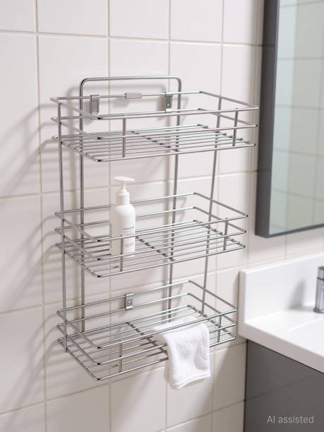 Kombuis Kitchenware Utensil Kitchen Rack Steel Multipurpose Storage Wall Mounted Kitchen Rack Steel Bathroom Shelves