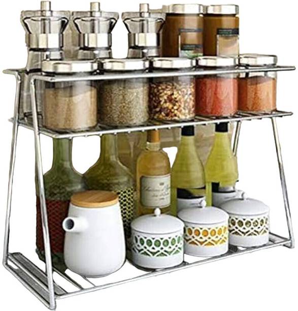 brozzo Containers Kitchen Rack Steel Kitchen Rack Steel Stainless Steel 2 Layer Kitchen Spice Rack
