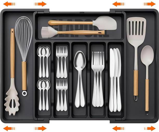 ZINLEY Cutlery Kitchen Rack Plastic Expandable Cutlery Organizer Tray Adjustable Kitchen Drawer Storage Holder
