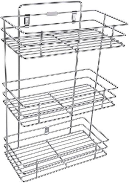 BHOLA STEEL Containers Kitchen Rack Steel 3 Tier Shelves Organizer/Basket Multipurpose Kitchen Storage Holder Stand
