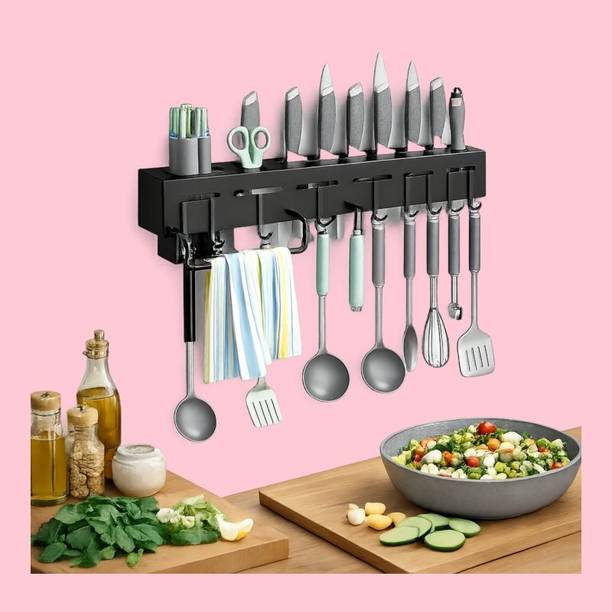 VARCHIQUE Utensil Kitchen Rack Plastic Plastic Hanging Kitchen Organizer with Towel Stand