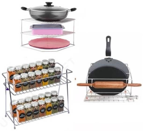 AVROSPN Containers Kitchen Rack Steel Introducing Our "Kitchen Trio Essentials: Tawa+Spice+Corner Stand "
