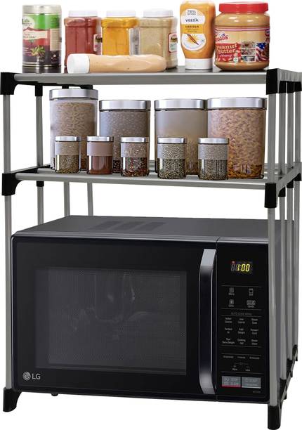 KOnline Collapsible Microwave Oven Stand, 2 Shelves, Metal Kitchen Cabinet