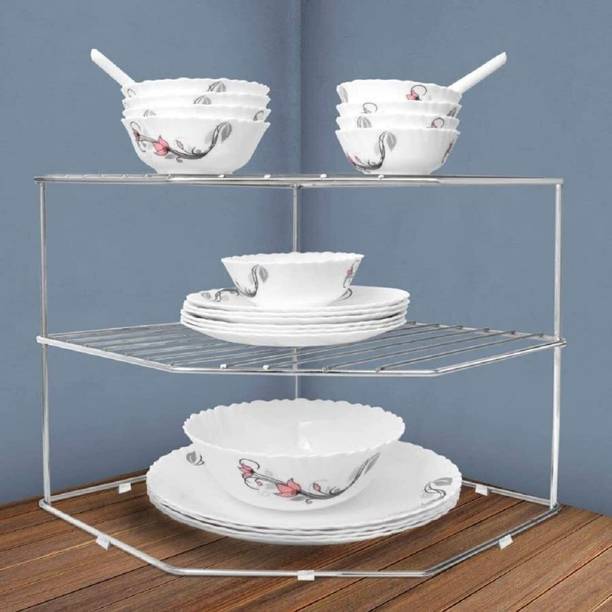 Kombuis Kitchenware Plate Kitchen Rack Steel Corner Kitchen Rack Stainless Steel Multipurpose Kitchen Corner
