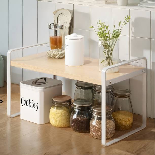 decorlay Containers Kitchen Rack Iron, Wood Bathroom Kitchen Countertops Spice Rack Pantry Cupboards Dressing Office