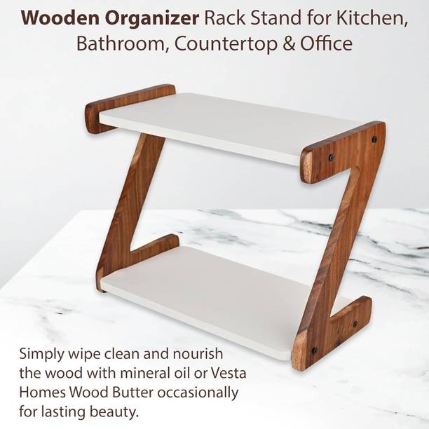 Elitewoodcrafts Decorative Z Rack Storage Shelf For Kitchen Counter Organization MDF (Medium Density Fiber), Wooden Wall Shelf