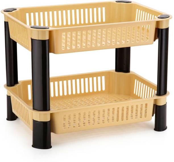 Finner Fruits/Vegetables Kitchen Rack Plastic 2 Layer Multipurpose Shelf Stand Basket Rack for kitchen