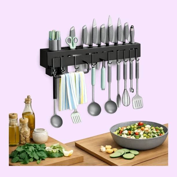 ARTHZONE Utensil Kitchen Rack Plastic Kitchen Spoon Holder Shelf with Towel Rod
