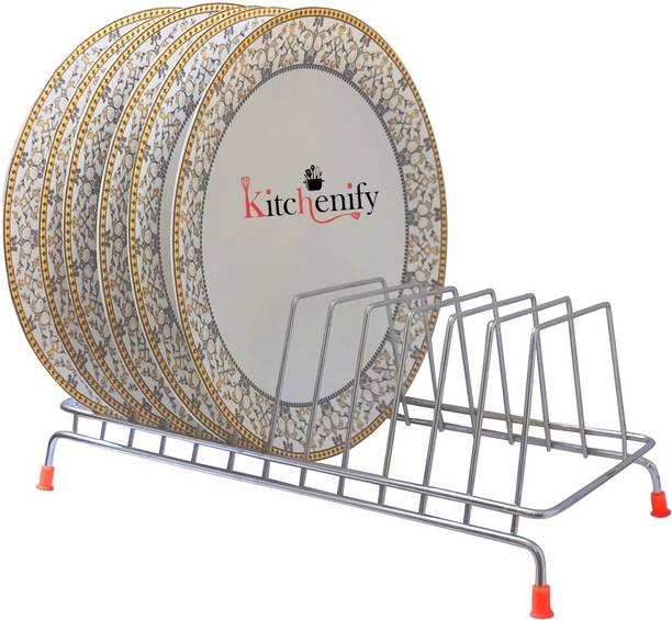 Kitchenify Plate Kitchen Rack Steel Plates Stand Holder Big Size Stainless Steel Stand Modular Kitchen Stand
