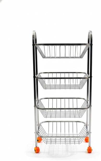 JSS PLASTIC Fruits/Vegetables Kitchen Rack Steel SteelCraft FreshRack 4L Kitchen Organizer Trolley