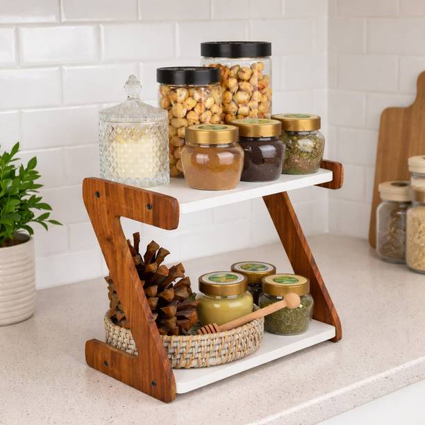 houselyn Containers Kitchen Rack Wood Houselyn 2-Tier W...