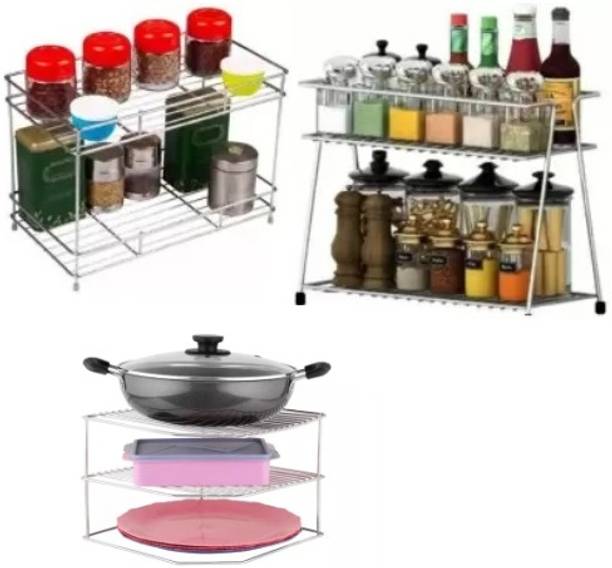 KPT Containers Kitchen Rack Steel Containers Kitchen Rack Steel Presents a combo pack of Spice+Corner+Masala Rack