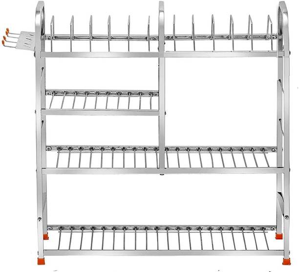IRONTECH Utensil Kitchen Rack Steel 4 Shelf Modular Kitchen Utensils Rack | 24 L x 24 H inch Storage Basket
