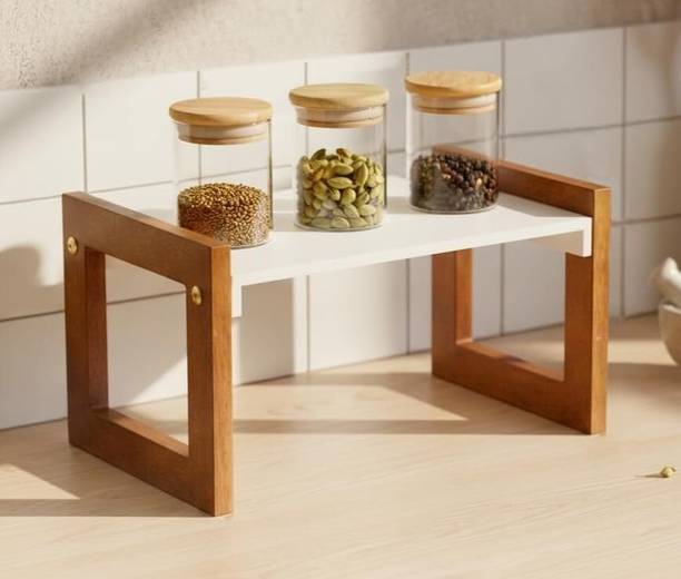 Timbersmith Home Utensil Kitchen Rack Wood Tier Multipurpose Shelf Organizer for