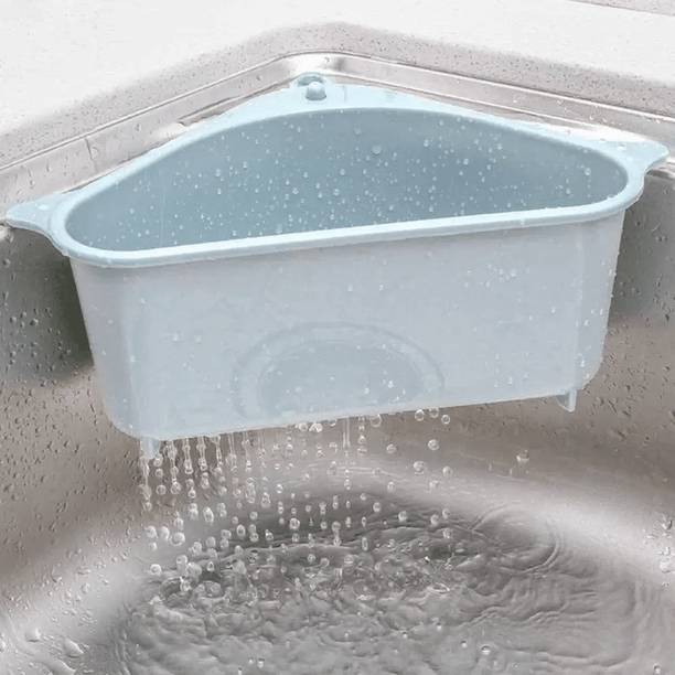 The Electra Dish Drainer Kitchen Rack Plastic Multipurpose Triangle Shape Sink Storage Basket Drainer Corner Rack
