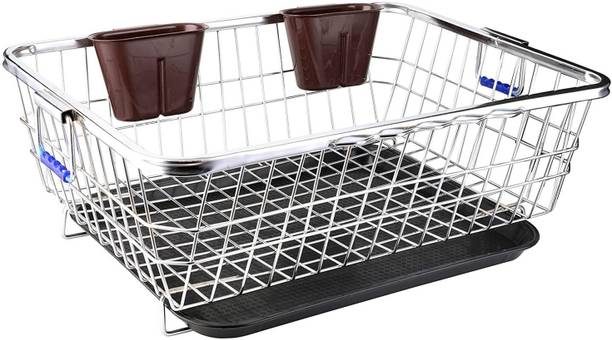 RINCY Dish Drainer Kitchen Rack Carbon Steel (60x47x23) Steel Drain Tray Basket Kitchen Organizer Stainless Steel Dish