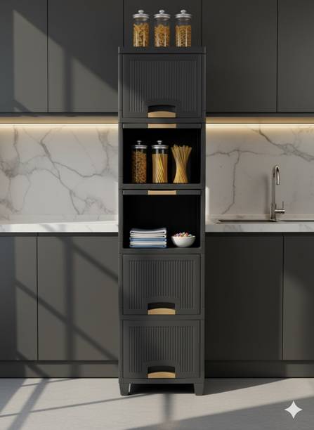 MAXTID Containers Kitchen Rack Plastic 5 Layers Grey Plastic Storage Drawer Rack for Bedroom