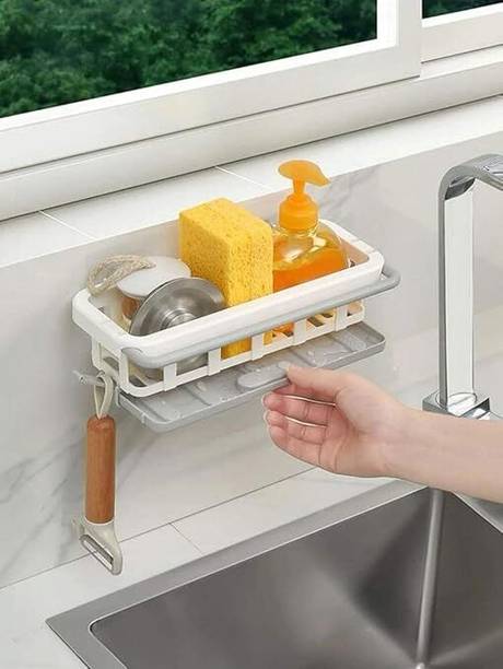 dravora Dish Drainer Kitchen Rack Plastic Two Tone Kitchen Sink Organizer Rack