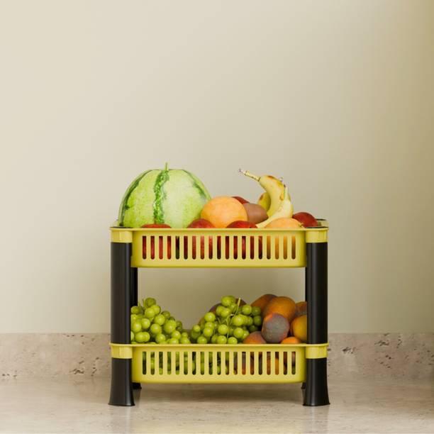 FOROLY Fruits/Vegetables Kitchen Rack Plastic 2-Tier Storage Basket, Stand, Rack, Storage Solution for Office and Kitchen