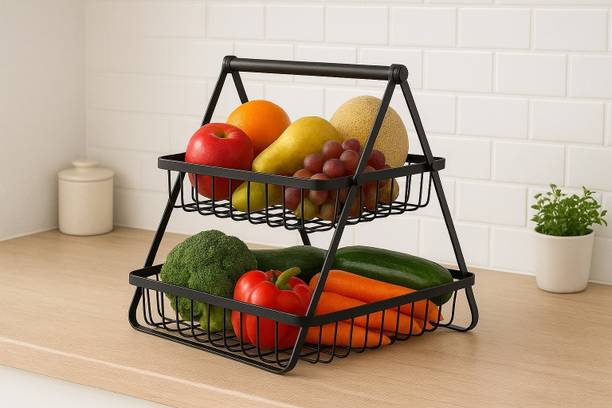 GloveKeel Fruits/Vegetables Kitchen Rack Iron FreshNest Pro 2-Tier Metal Fruit & Vegetable Basket Stand
