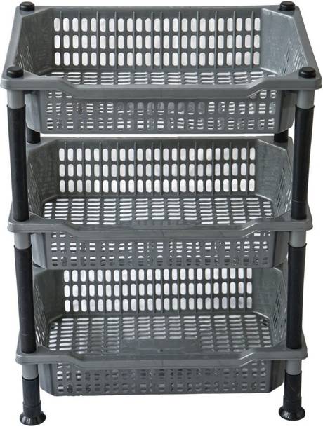 VM BOND Fruits/Vegetables Kitchen Rack Plastic Multipurpose Kitchen Storage Folding Rack