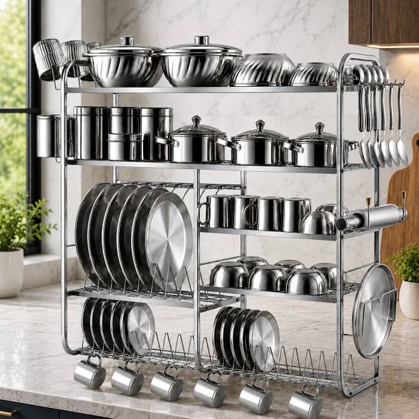 DEMIQON Utensil Kitchen Rack Steel Good Quality Kitchen Rack | Dish Rack with Plate & Cutlery Stand 31 x 30 Inch