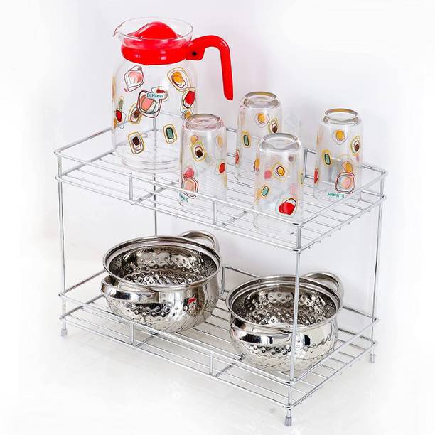 epic Containers Kitchen Rack Steel Epic Stainless Steel 2-Tier Kitchen Spice/Dal Storage Rack Masala