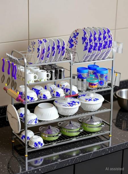 DEMIQON Utensil Kitchen Rack Steel 5 Shelves Dish Rack | Modular Kitchen Dish Rack | 30x30 |