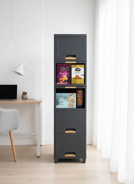 MAXTID Containers Kitchen Rack Plastic 5 Layer Grey Storage Unit Durable and Versatile