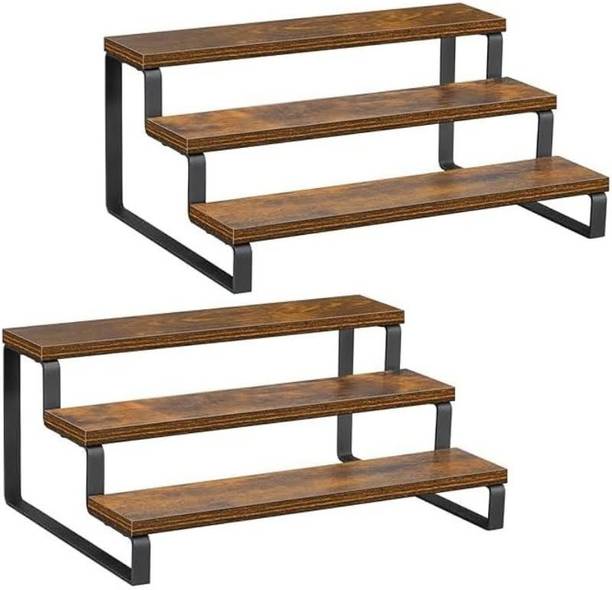 CarvCraftDecor Containers Kitchen Rack Wood Industrial 3-Step Spice and Cosmetic Rack (Set of 2)