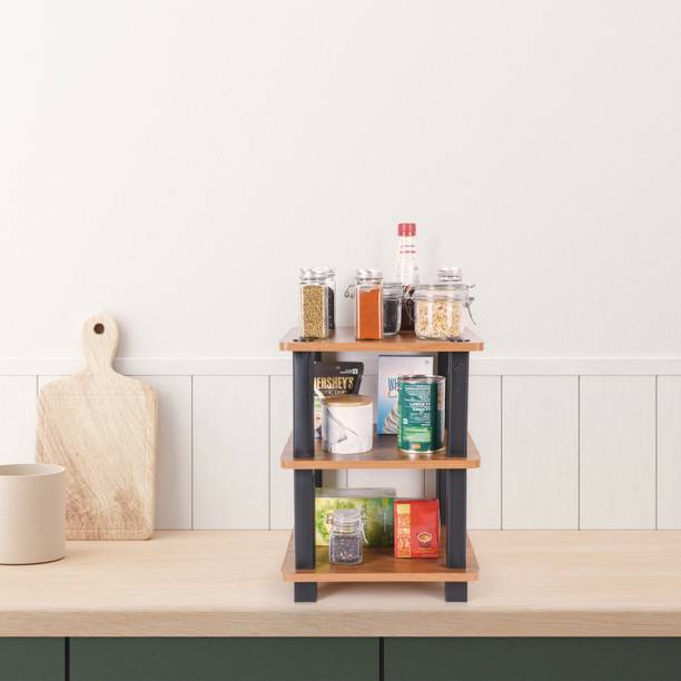 Livzing Cutlery Kitchen Rack Wood Livzing Turn N Tube 3 Tier Multipurpose Storage Shelves for Kitchen Storage