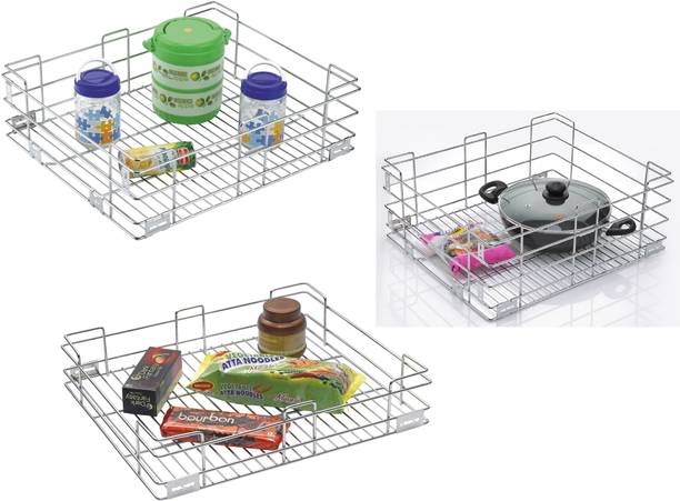 Verito Utensil Kitchen Rack Steel Steel Plain Kitchen Basket (17X20 Set of 3) Kitchen Drawer / Kitchen Cabinet