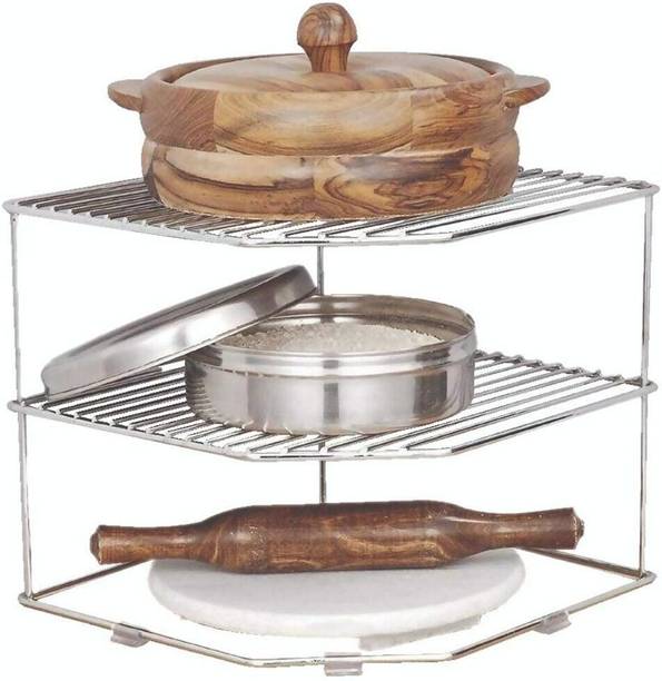 Kombuis Kitchenware Containers Kitchen Rack Steel 3-Tier Storage Corners