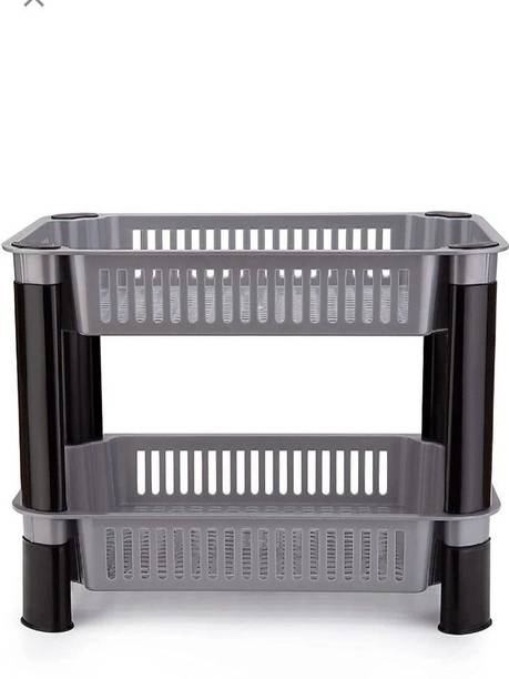 Character Fruits/Vegetables Kitchen Rack Plastic Rack Premium Plastic 2 Steps Kitchen Stand Rack Basket for Office Use, Fruits