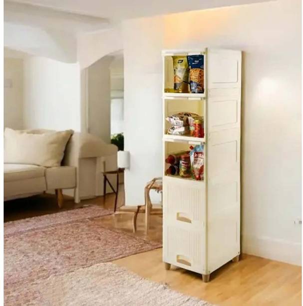 MAXTID Containers Kitchen Rack Plastic 5 Layer Plastic White Cabinet Drawer Organizer for Home Parlour, school