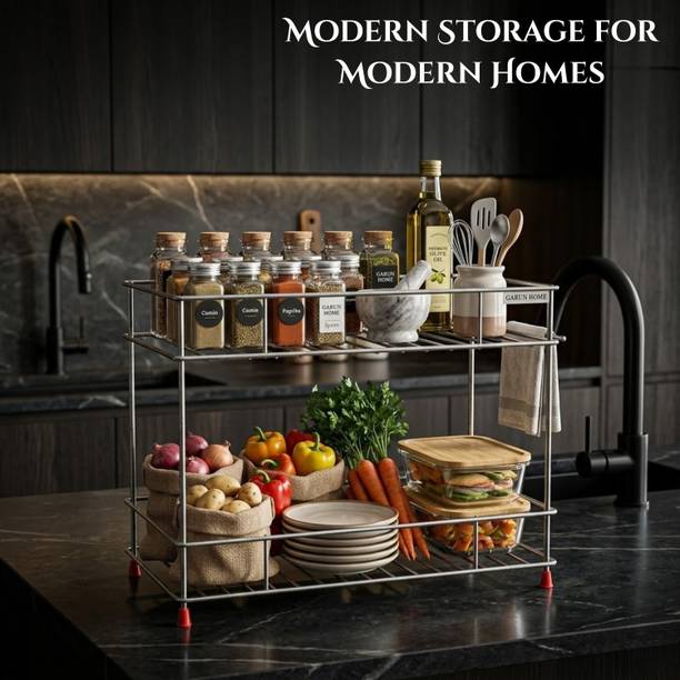 SHAKAMBHARI Dish Drainer Kitchen Rack Steel Stainless Steel Kitchen Organizer Rack with Shelves for Efficient Storage