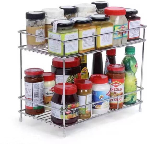 VISKHAPRA Plate Kitchen Rack Steel Spice Rack, Kitchen Rack, Bathroom Self, Kitchen Self, 2 Layer Multipurpose Rack